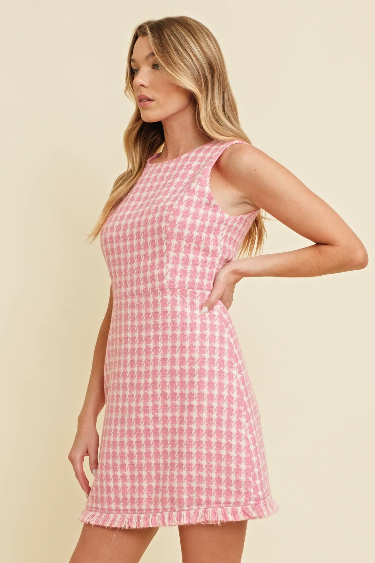 Tweed Houndstooth Mini Dress