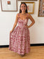 Floral Damask Bow Strap Midi Dress Dress