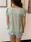 Floral Satin Scallop Neck Blouse Shirts & Tops