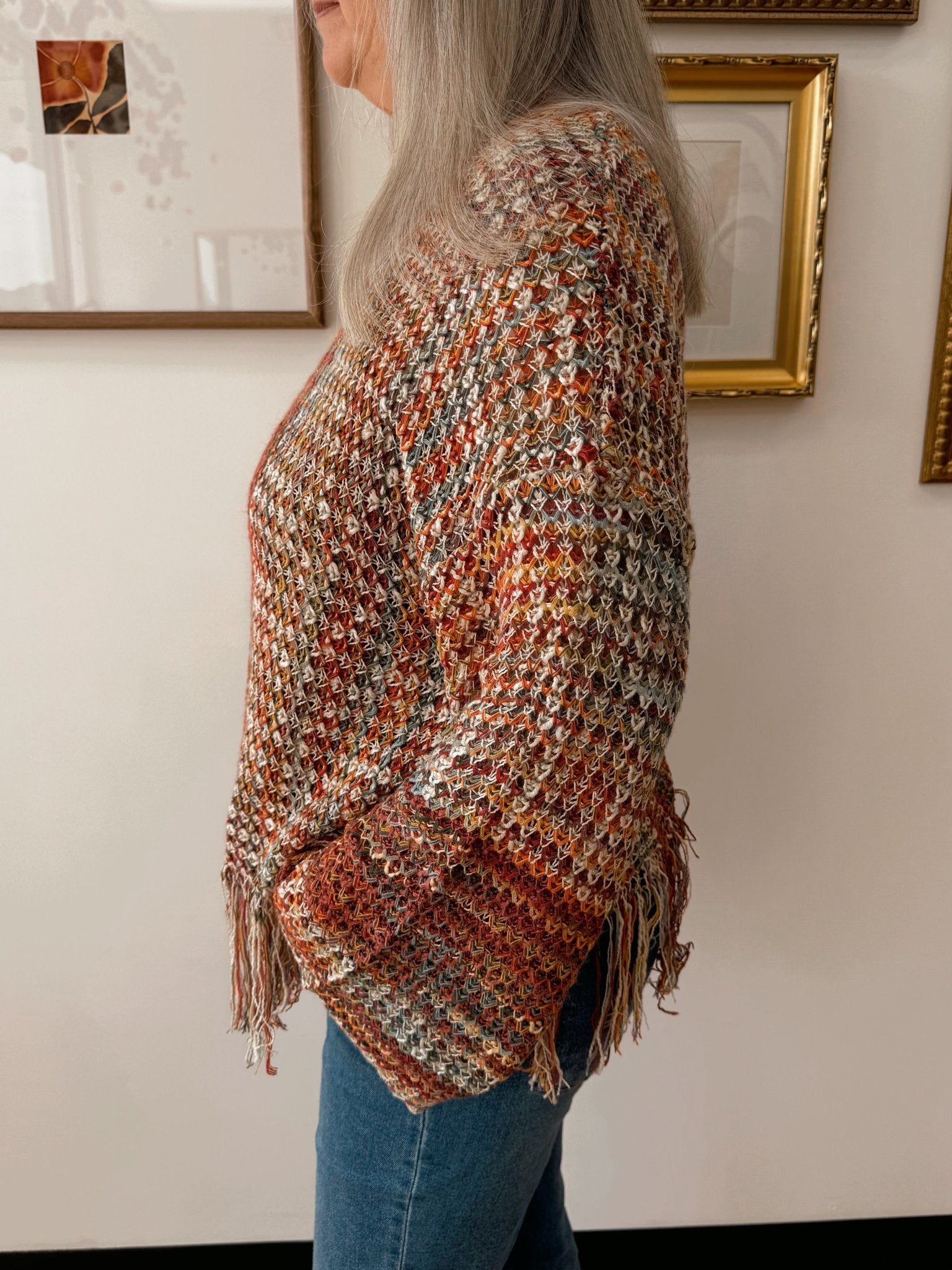 Fringe Multi Colored Sweater Shirts & Tops