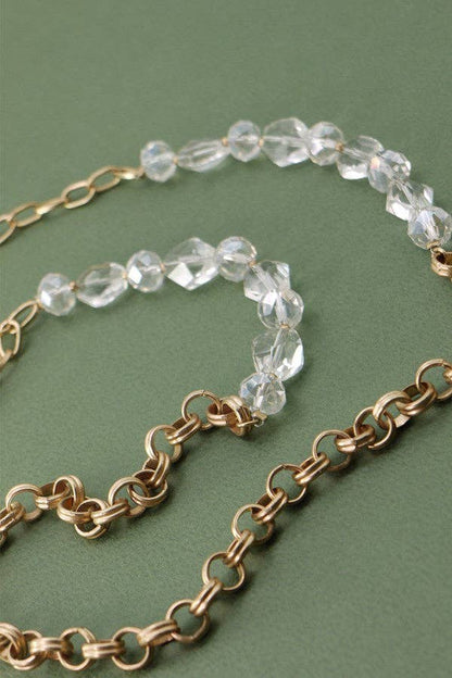 Glass Bead & Chain Long Necklace Default Title