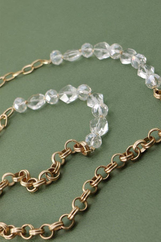 Glass Bead & Chain Long Necklace Default Title