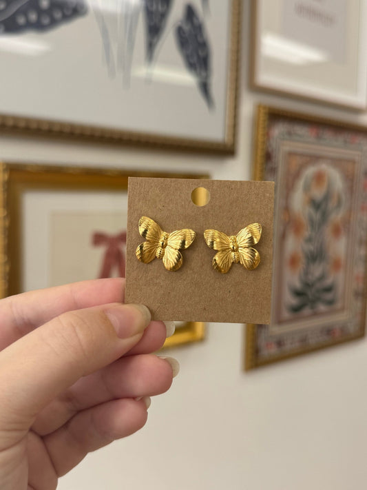 Gold Butterfly Stud Earrings Earrings