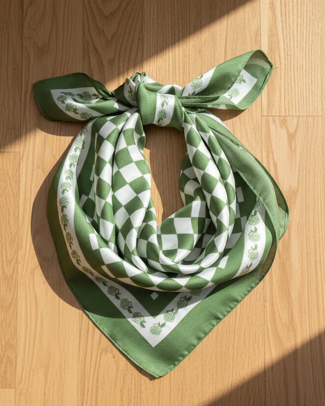 Green Checkered Print Scarf Scarf