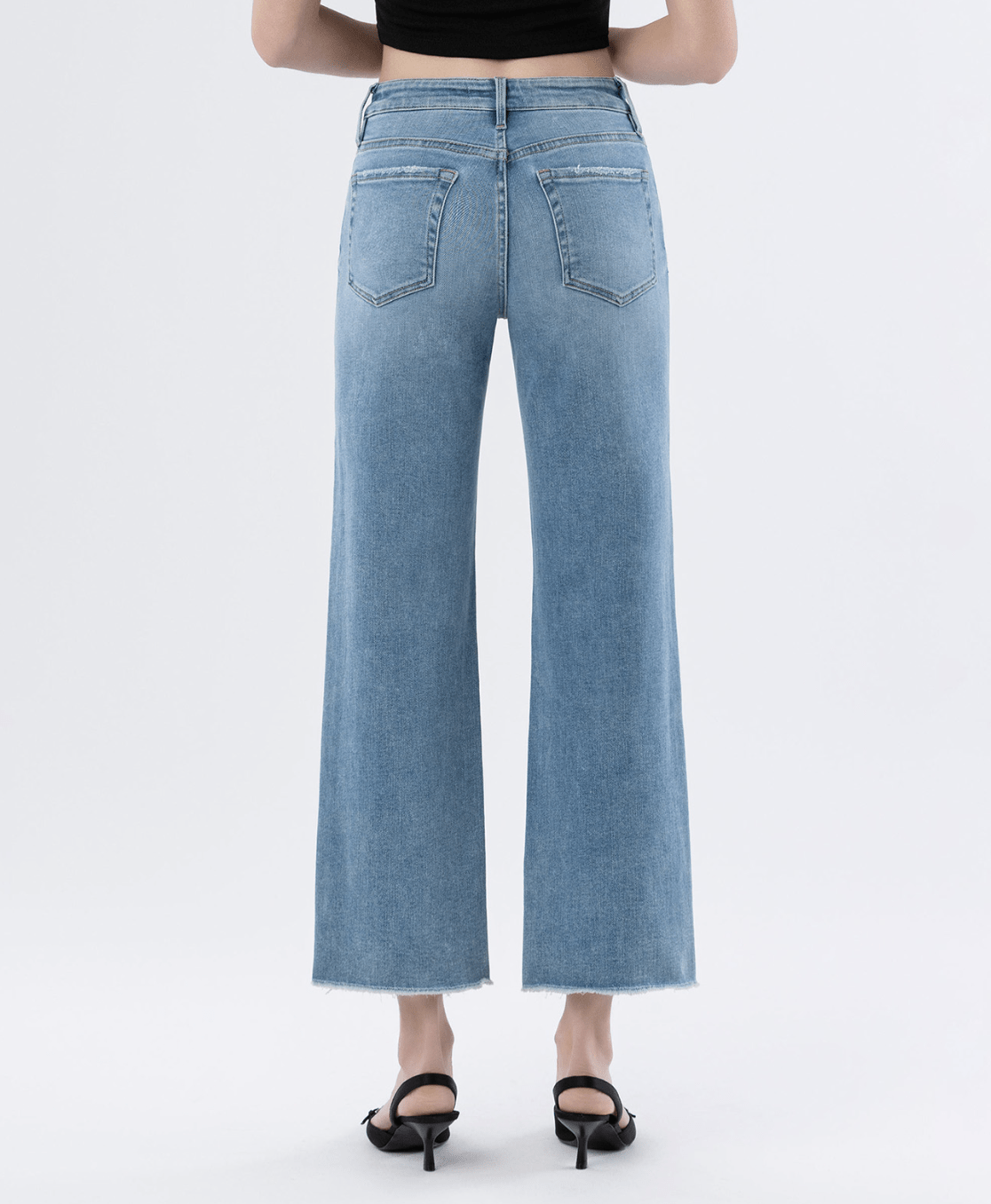 High Rise Ankle Slim Wide Jeans Jeans