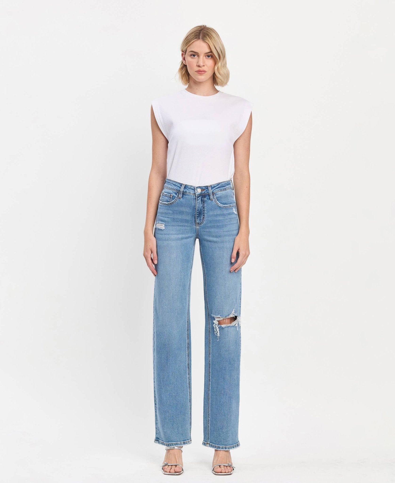 High Rise Slim Wide Jeans