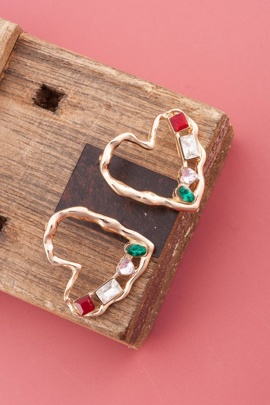Holiday Gem Heart Earrings
