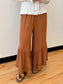 Lace Trim Flowy Flare Pants Pants
