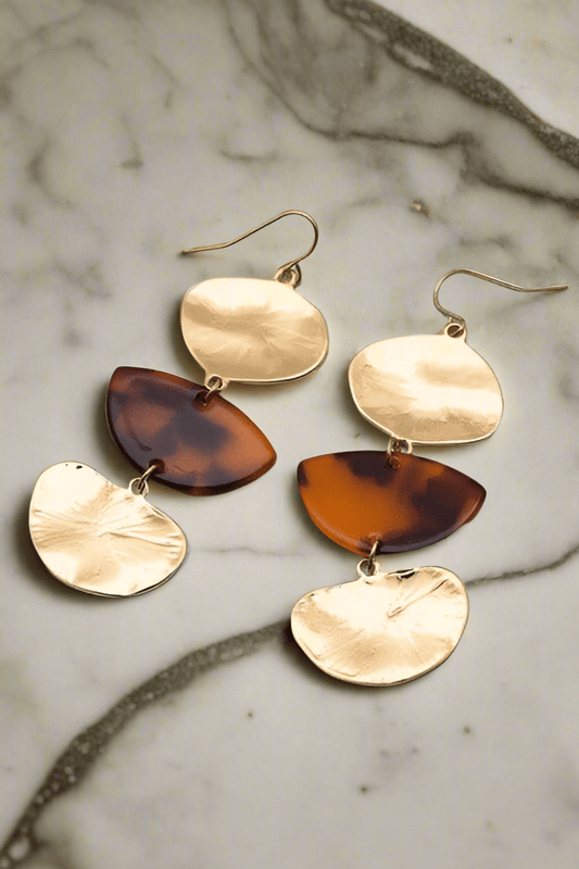 Metal & Tortoise Shell Earrings