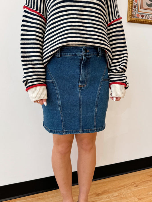 Mid-Waist Denim Mini Skirt Skirt