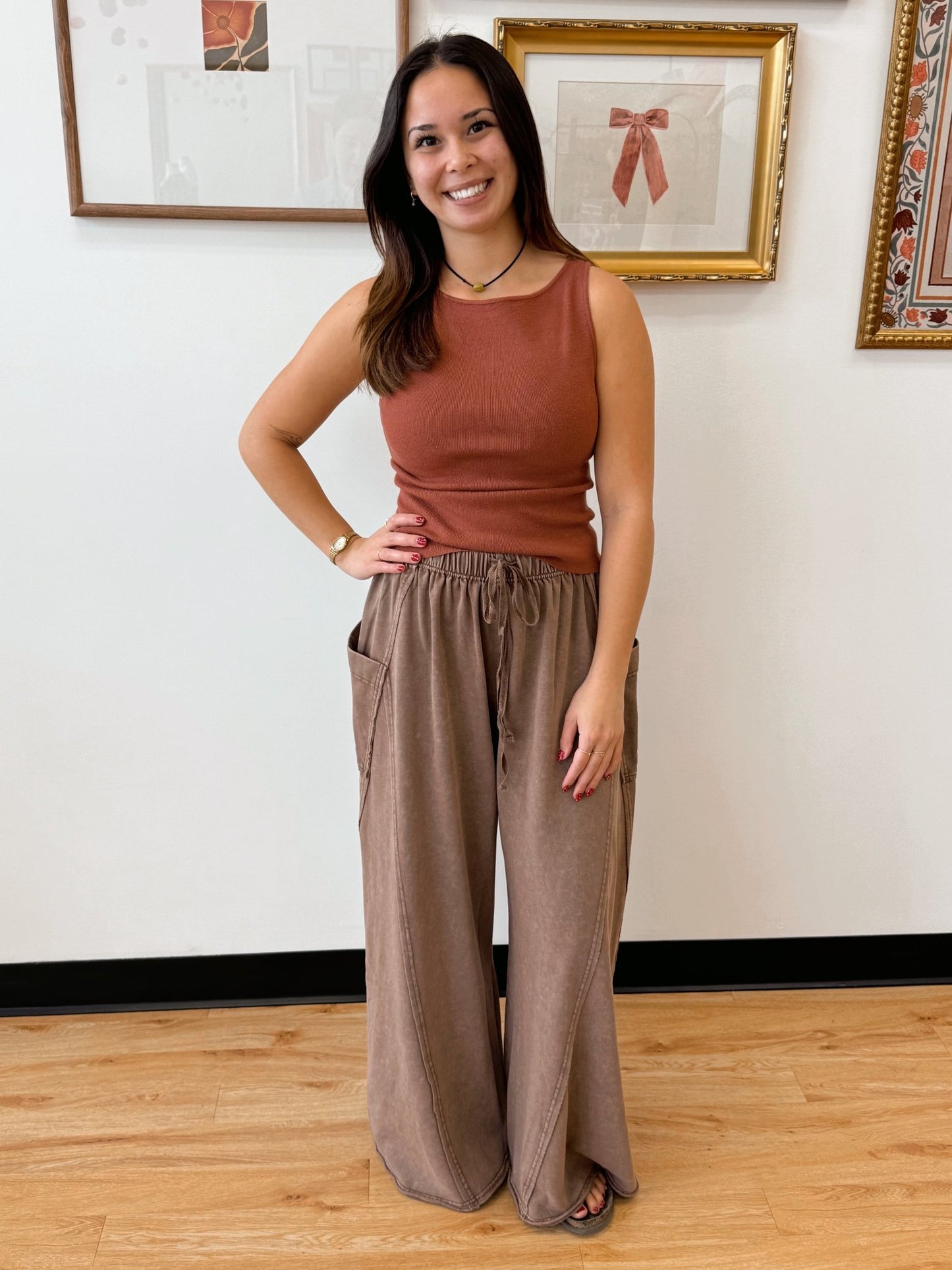 Mocha Flowy Soft Pants Pants