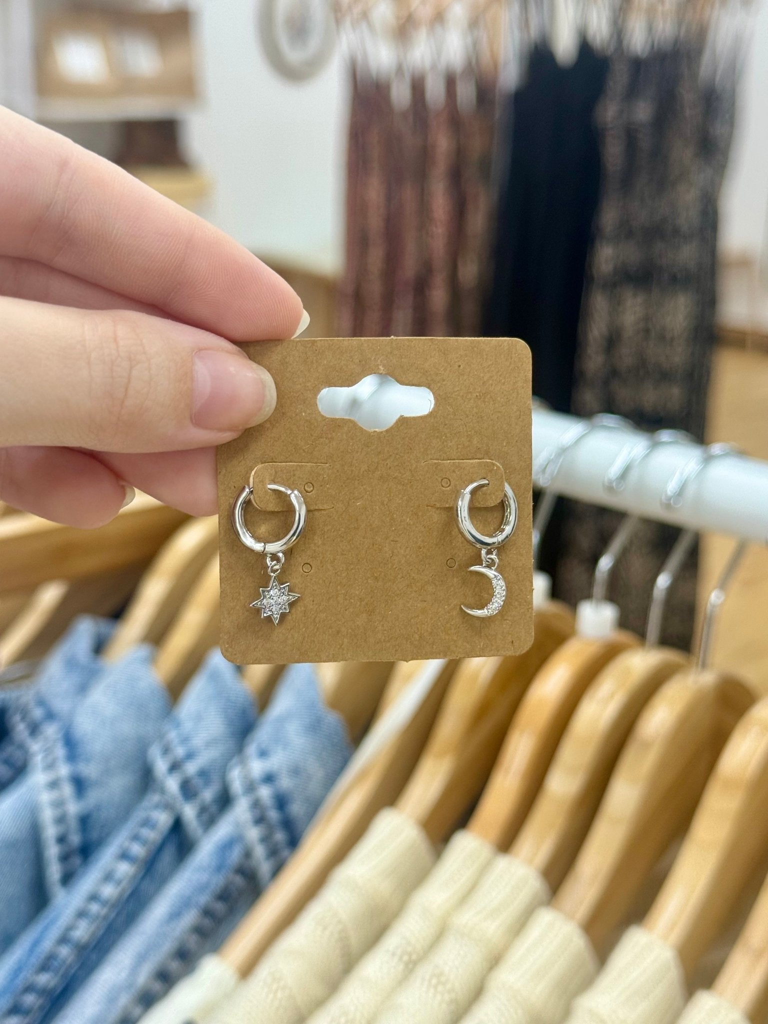 Moon & Star Mini Huggie Earrings Earrings