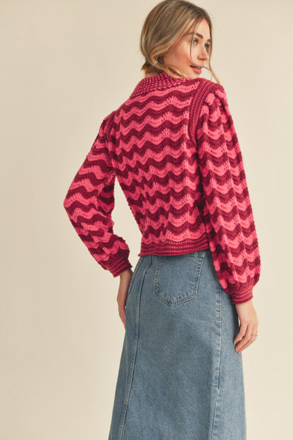 Pink Pointelle Sweater