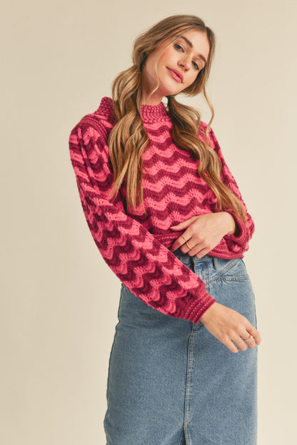 Pink Pointelle Sweater