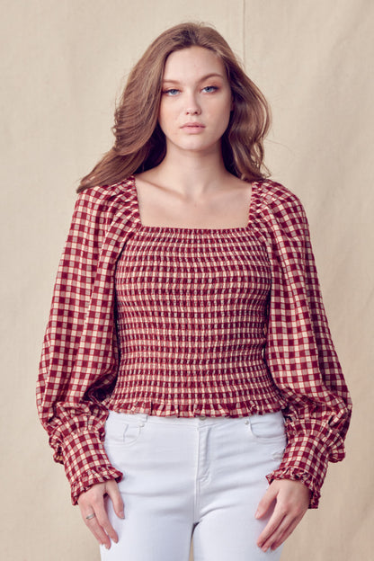 Checkered Long Sleeve Top