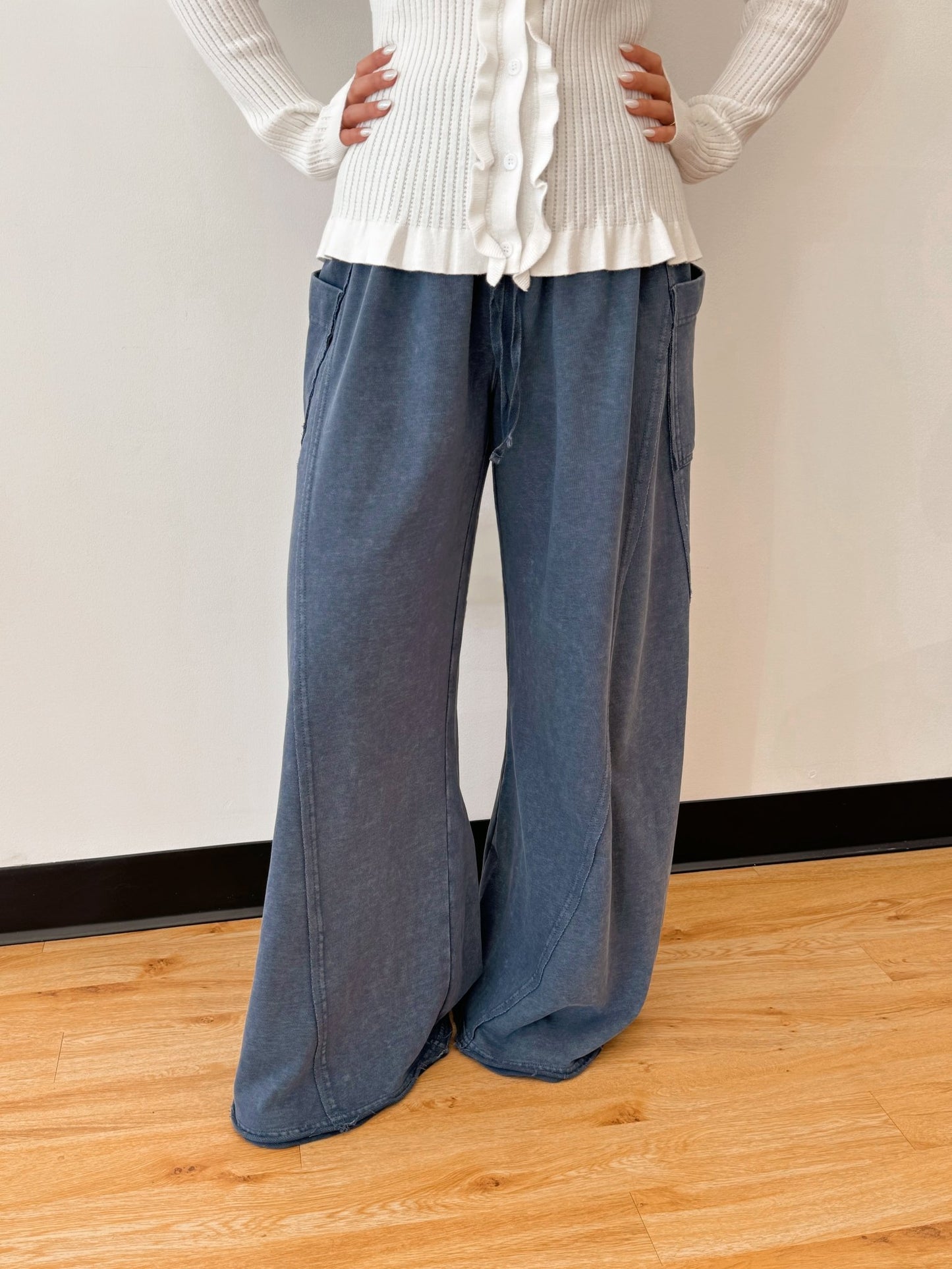 Navy Comfy Wide Leg Pants Pants