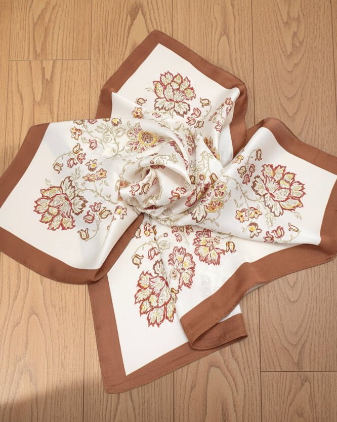 Neutral Brown Floral Scarf Scarf