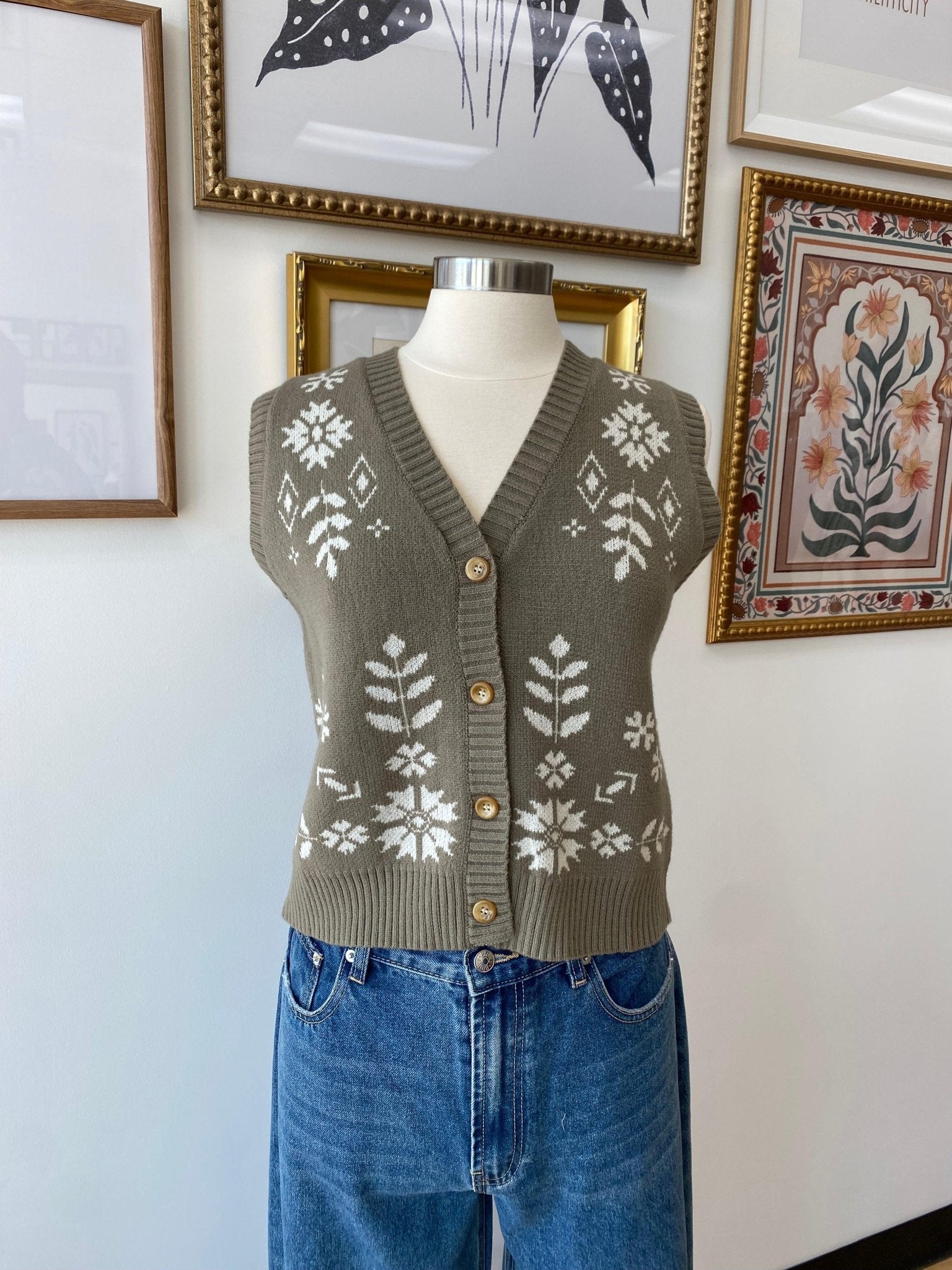 Olive Soft Sweater Vest Shirts & Tops