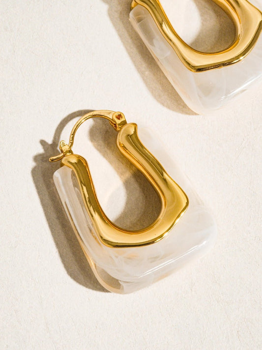 Pearly Abstract Hoop Earrings Earrings