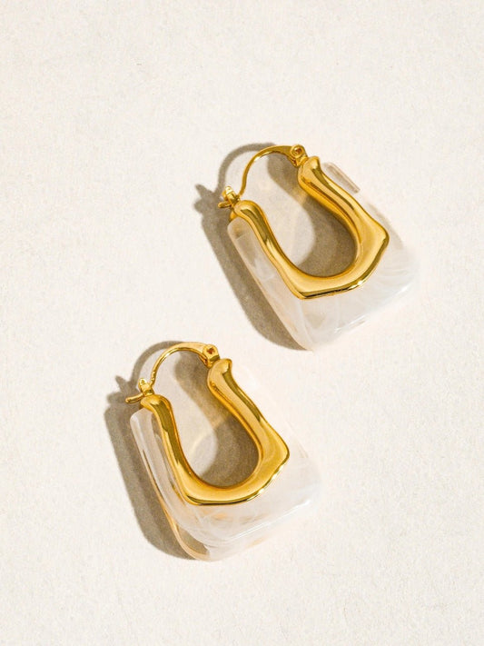 Pearly Abstract Hoop Earrings Earrings