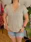 Plus Striped V-Neck Top Shirts & Tops