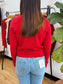 Pointelle Red Cardigan Shirts & Tops