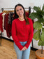 Pointelle Red Cardigan Shirts & Tops