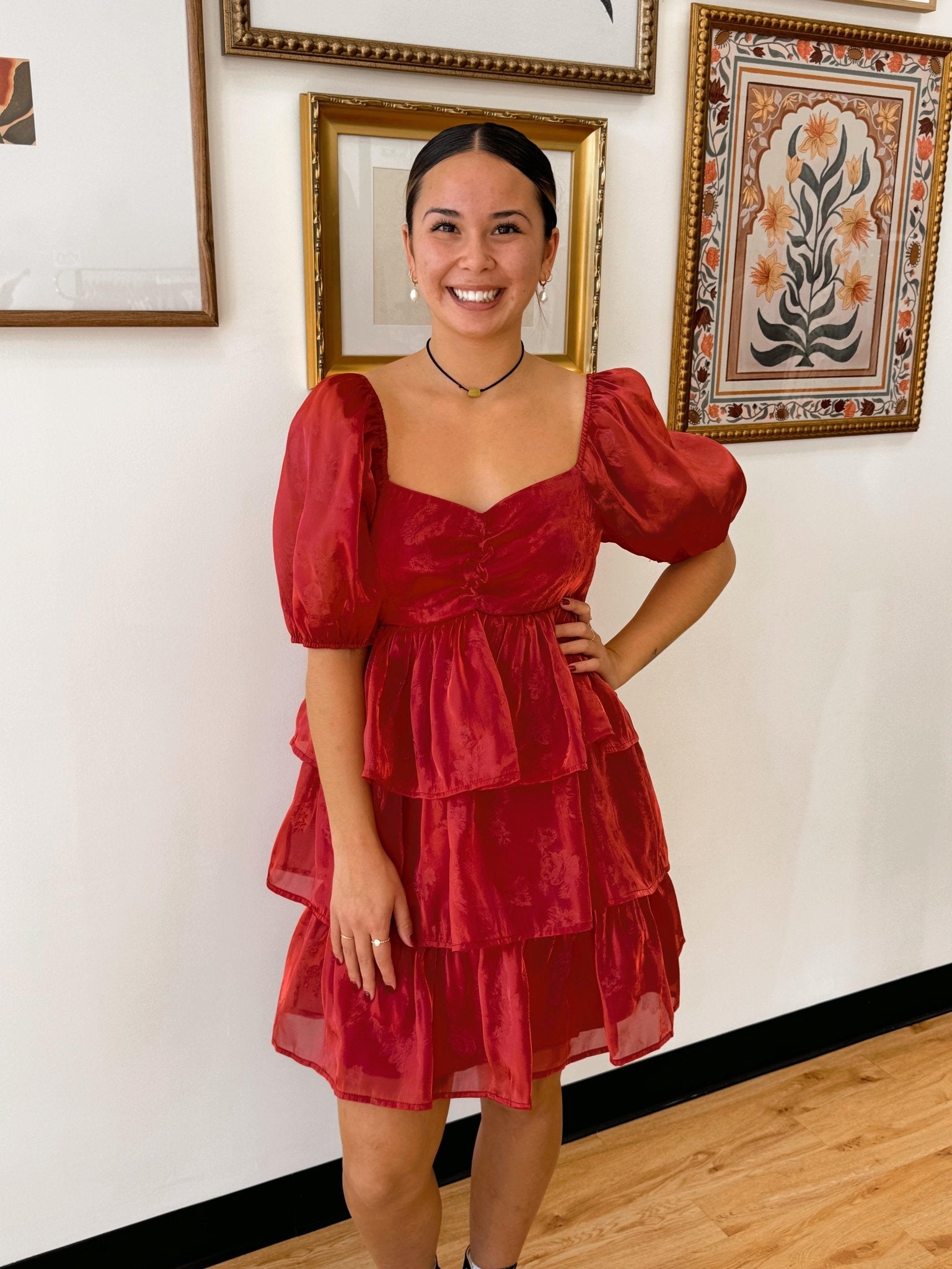 Red Ruffle Mini Dress
