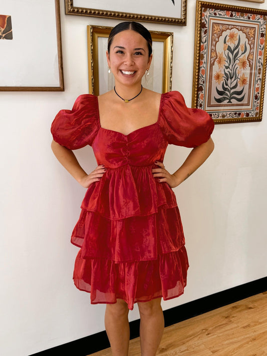 Red Ruffle Mini Dress