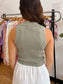 Ribbed Collared Crop Top Shirts & Tops