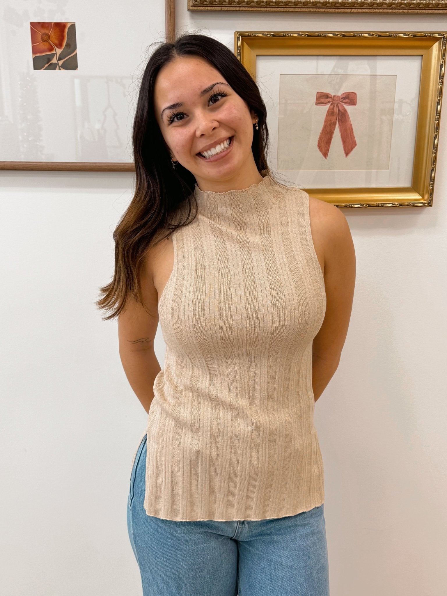 Ribbed Lightweight Sweater Top Shirts & Tops