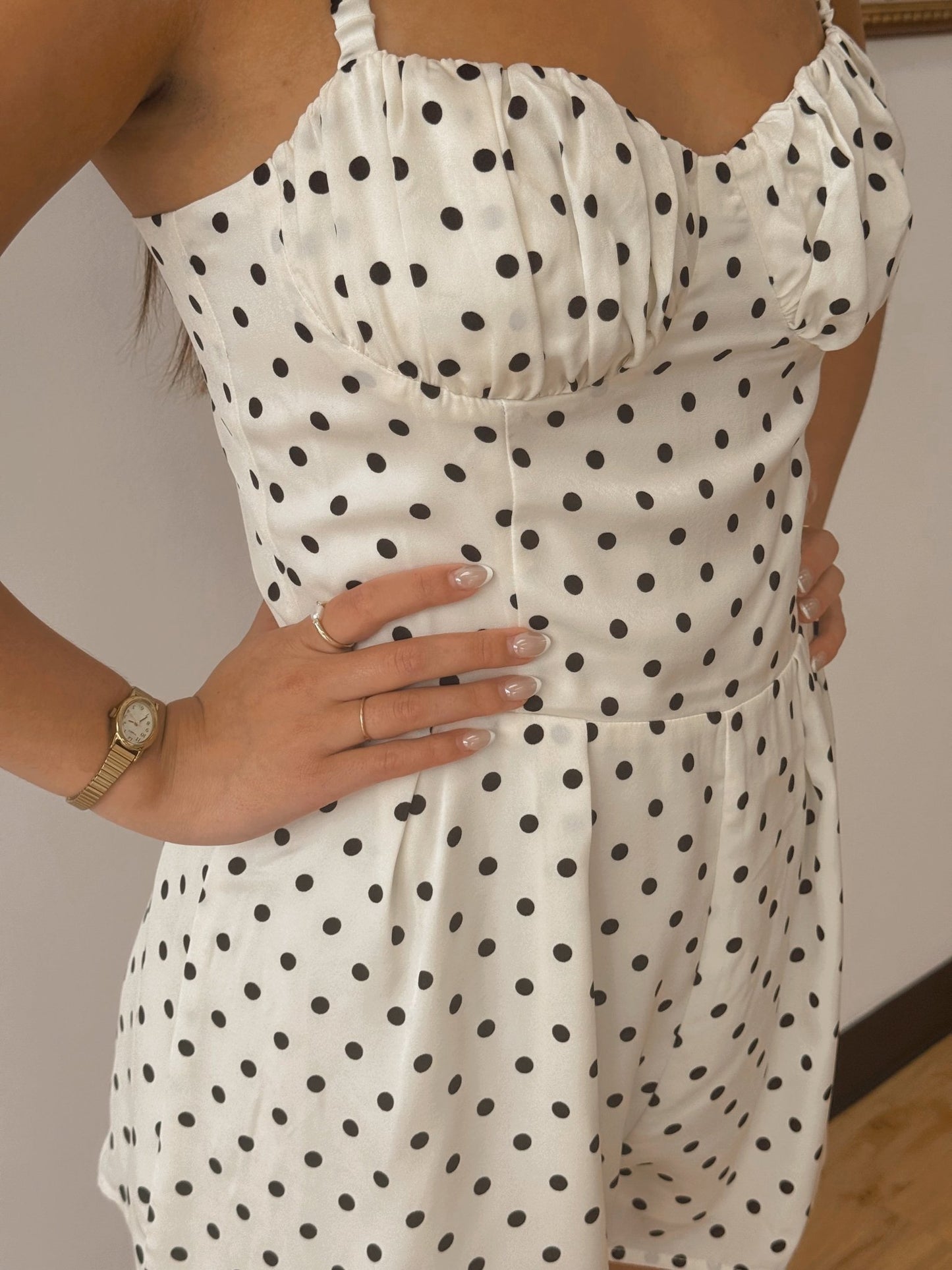 Satin Polka Dot Romper Romper