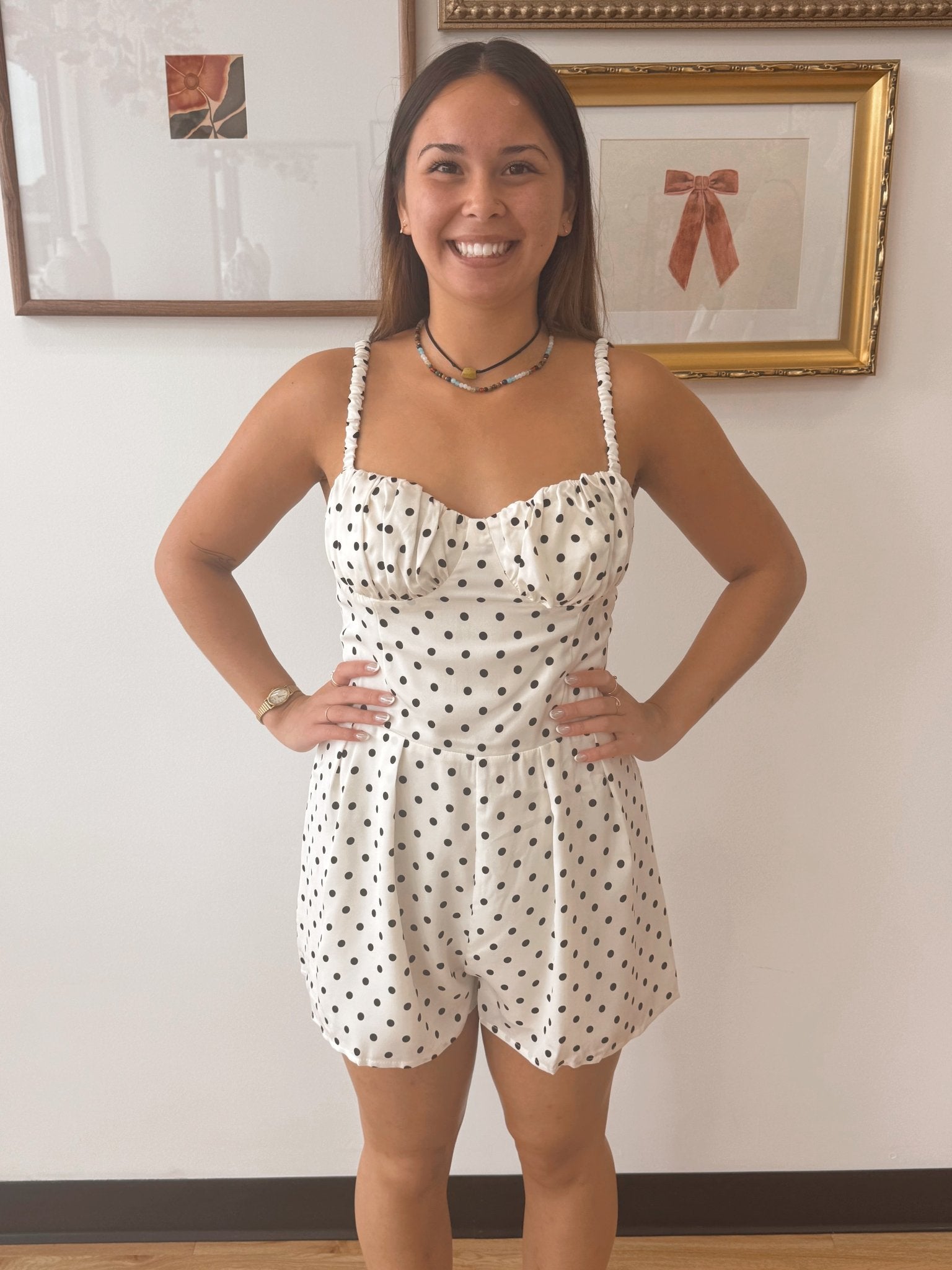 Satin Polka Dot Romper Romper