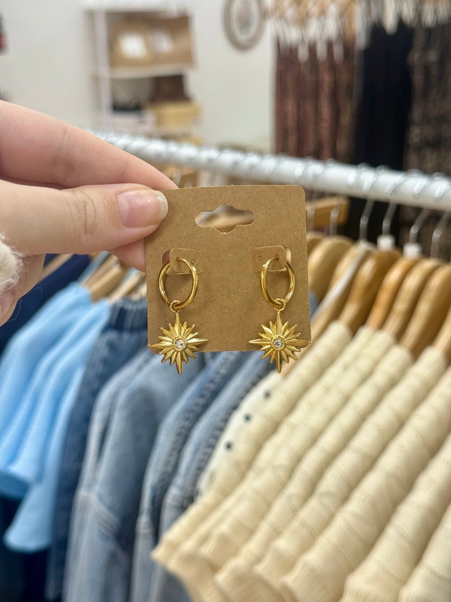 Starburst Pendant Huggie Earrings Earrings