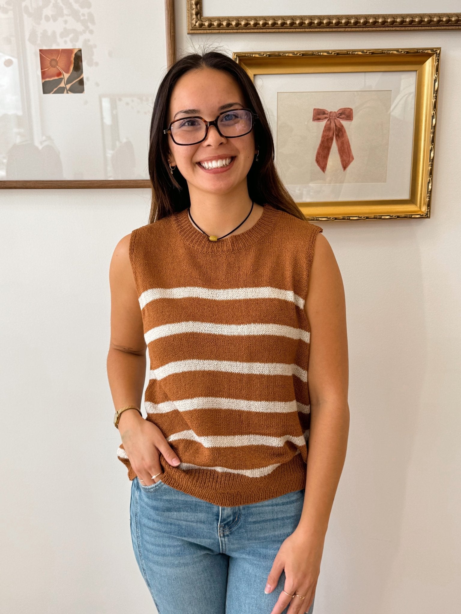 Striped Sleeveless Sweater