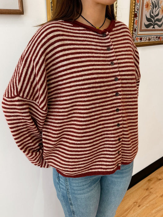 Striped Wool Blend Cardigan Shirts & Tops