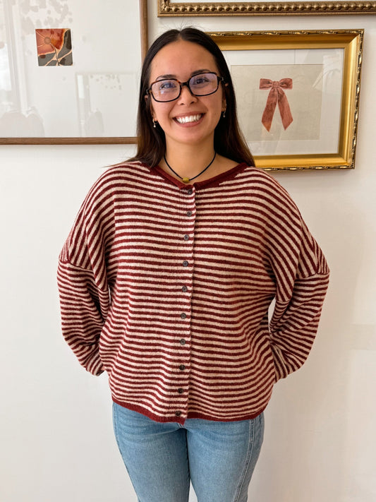 Striped Wool Blend Cardigan Shirts & Tops