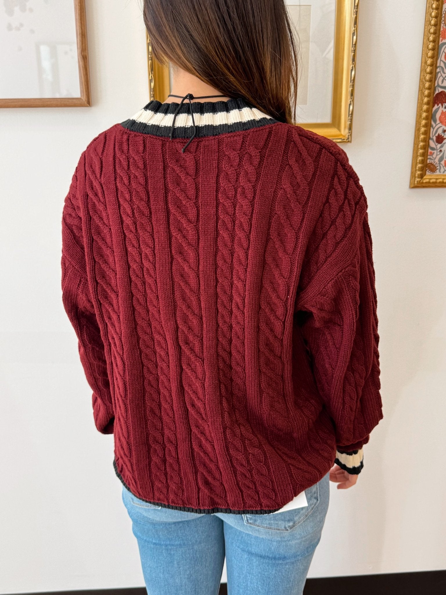 Varsity Edge Cable Knit Cardigan Shirts & Tops