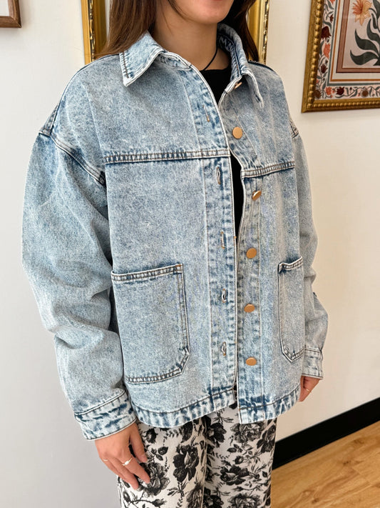 Vintage Oversized Denim Jacket Shirts & Tops