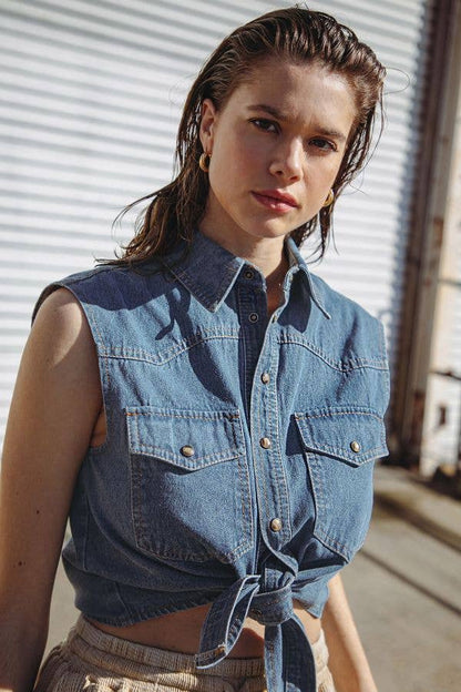 Sleeveless Denim Top