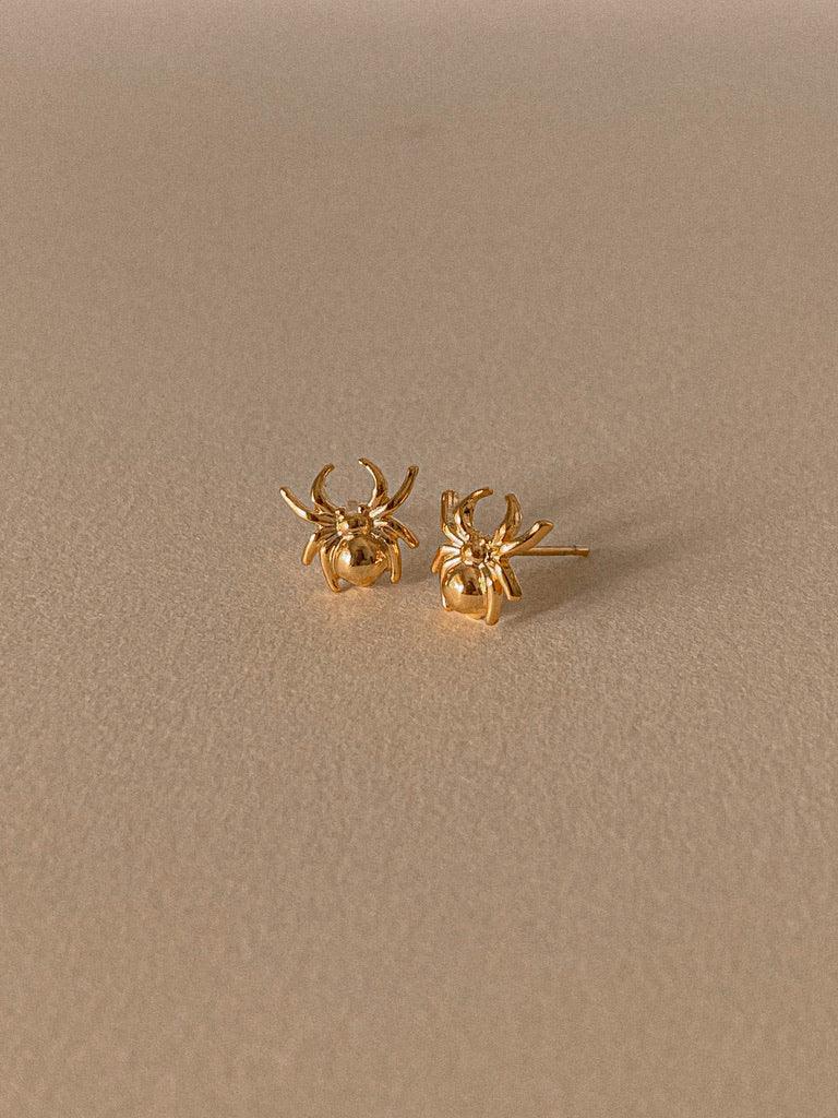 Sneaky Spider Studs Gold Earrings
