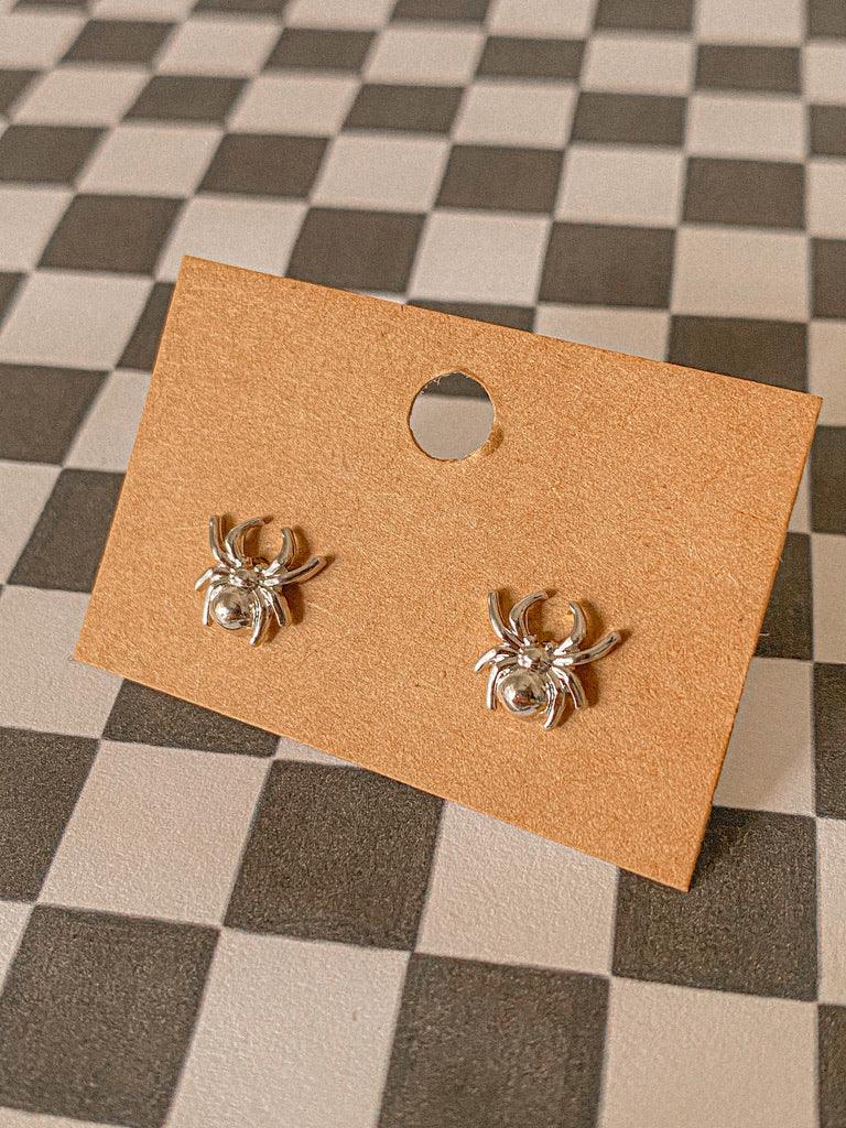 Sneaky Spider Studs Silver Earrings